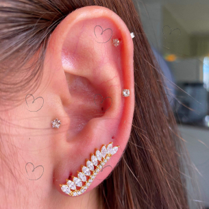 Brinco Ear Cuff Navetes Ouro 18k