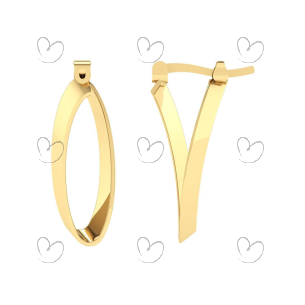 Brinco Argola Oval Torcido Ouro 18k