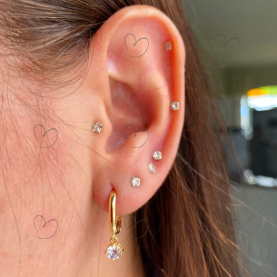 Brinco Argola com Pingente de Zircônia Ouro 18k