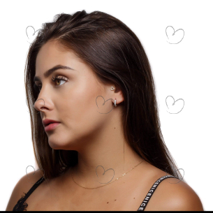 Brinco Argola Coração com Zircônia Ouro 18k