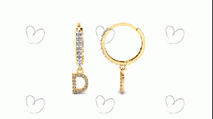 Brinco Argola Cravejada com Letra D Ouro 18k