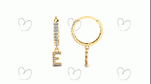 Brinco Argola Cravejada com Letra E Ouro 18k