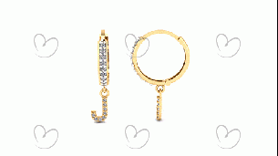 Brinco Argola Cravejada com Letra J Ouro 18k