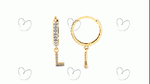 Brinco Argola Cravejada com Letra L Ouro 18k