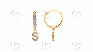 Brinco Argola Cravejada com Letra S Ouro 18k