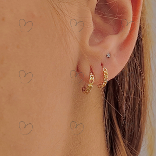 Brinco Argola Corrente Ouro 18k