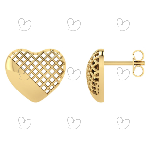 Brinco Coração Vazado/Liso G Ouro 18k