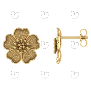 Brinco Flor Fechada 5 Pétalas Ouro 18k