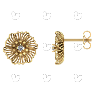 Brinco Flor Vazada 6 Pétalas Ouro 18k