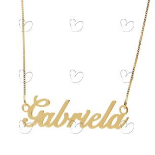 Gargantilha Manuscrito Um Nome Personalizado Liso Ouro 18k