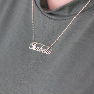 Pingente Manuscrito Um Nome Personalizado Liso Ouro 18k
