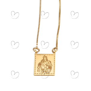 Escapulário Deus é Fiel 8.3mm x 10mm Ouro 18k