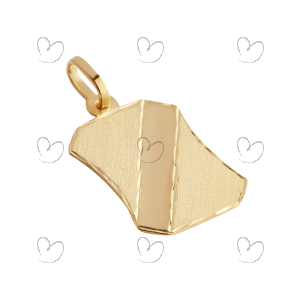 Pingente Placa com Detalhes em Fosco e Diamantado Ouro 18k