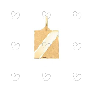 Pingente Placa Reta Faixa Lisa Diamantada 14mm x 10mm Ouro 18k