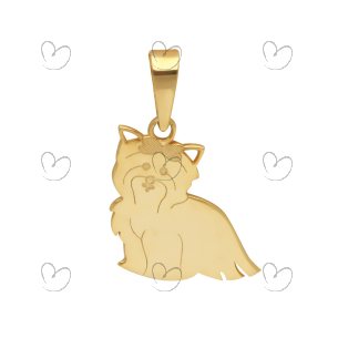 Pingente Pet Yorkshire Lacinho Ouro 18k