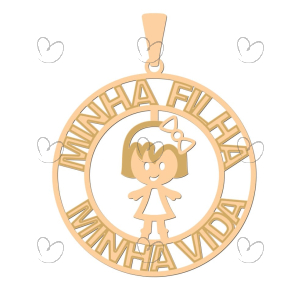 Pingente Mandala Minha Filha Minha Vida Ouro 18k