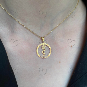 Pingente Formatura Medicina Redondo Ouro 18k