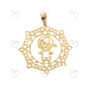 Pingente Mandala Bordada Filho Ouro 18k