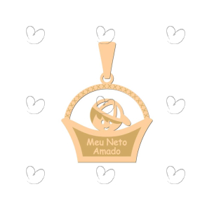 Pingente Cestinha Meu Neto Amado Ouro 18k