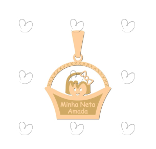 Pingente Cestinha Minha Neta Amada Ouro 18k