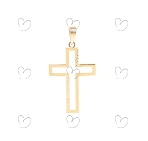 Pingente Cruz Detalhe Diamantada Ouro 18k