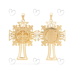 Pingente Cruz São Bento Duplo Pequeno Ouro 18k