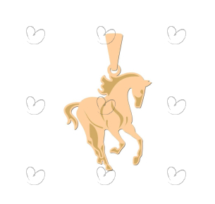Pingente Cavalo Liso com Fosco Ouro 18k