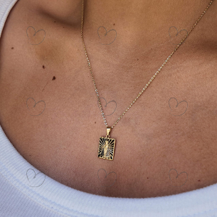 Pingente Nossa Senhora Aparecida Quadrada Grande com Resina Ouro 18k