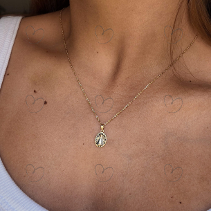 Pingente Nossa Senhora Aparecida Oval Pequena com Resina Ouro 18k