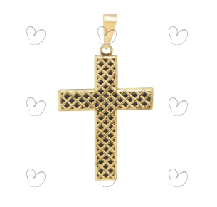 Pingente Cruz com Resina Preta Ouro 18k