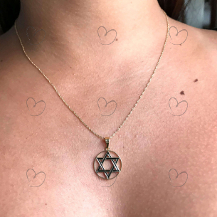 Pingente Estrela de Davi com Resina Ouro 18k
