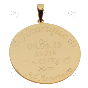 Pingente Nascimento Personalizado 25mm Ouro 18k
