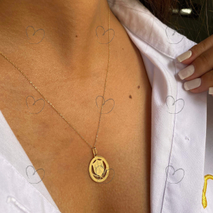 Pingente Profissão Direito Oval Ouro 18k