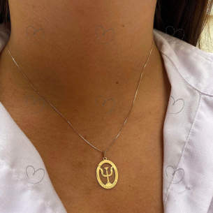Pingente Profissão Psicologia Oval Ouro 18k