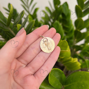 Pingente São Bento Medalha Pequeno Ouro 18k