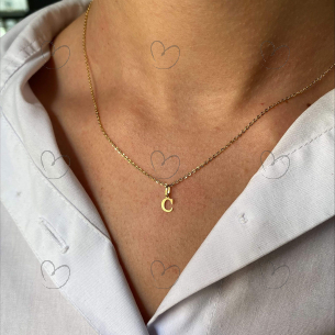 Pingente Letra C Pequena Ouro 18k