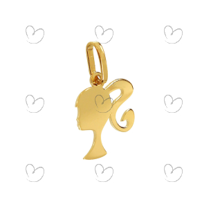 Pingente Boneca Perfil Ouro 18k