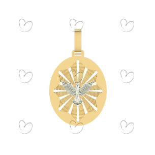 Pingente Oval Espirito Santo Fundo Ouro 18k
