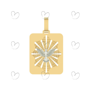 Pingente Retangular Espirito Santo Fundo Ouro 18k