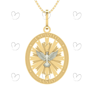 Pingente Oval Espirito Santo Ouro 18k