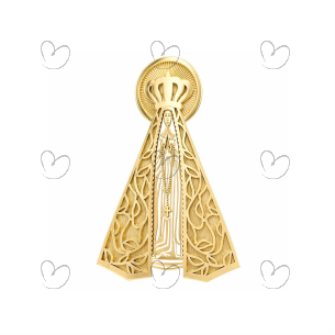 Pingente Nossa Senhora Aparecida 25mm Em Ouro 18k
