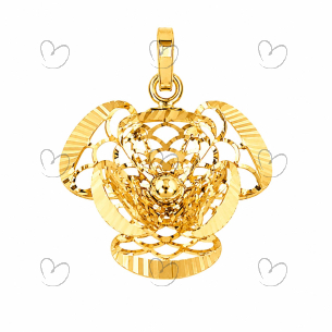 Pingente Flor Vazado Escama 3 Pétalas Em Ouro 18k