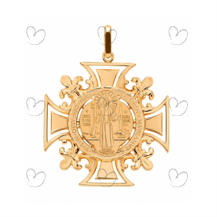 Pingente São Bento 12MM Cruz de Malta Ouro 18k