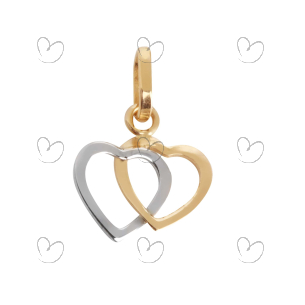 Pingente Coração Duplo Bicolor Ouro 18k