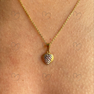 Pingente Coração Tricolor Diamantado Ouro 18k