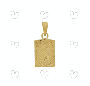 Pingente Chapa Abaulada 10mm Amarela Diamantada Ouro 18k