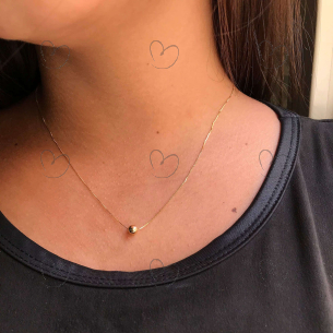 Gargantilha 1 Bola Lisa 5mm 45cm Com Ajuste em 40cm Ouro 18k