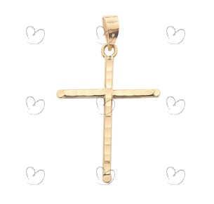 Pingente Cruz 14mm x 20mm Diamantada Ouro 18k