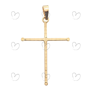 Pingente Cruz 17mm x 24mm Diamantada Ouro 18k