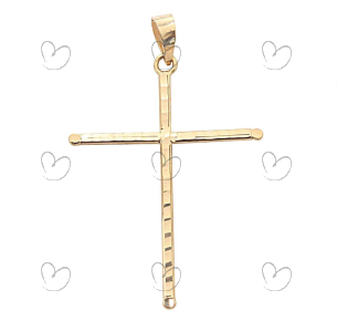 Pingente Cruz 30mm x 24mm Diamantada Ouro 18k